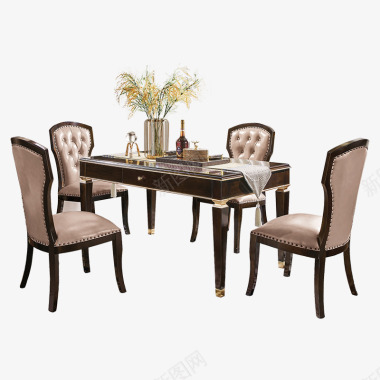 美式轻奢实木餐桌椅组合现代简约新中式饭桌家用吃饭桌图标