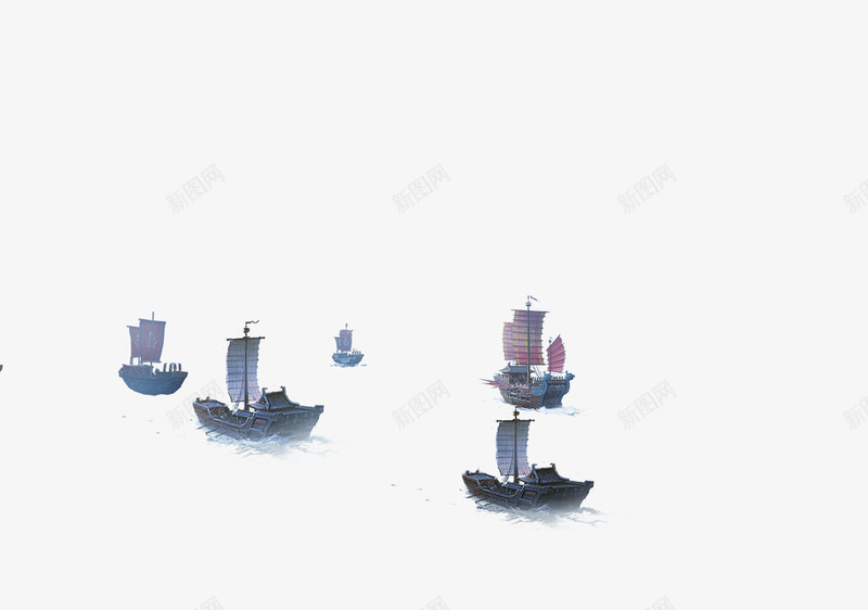 水墨画帆船png免抠素材_新图网 https://ixintu.com 水墨画 帆船