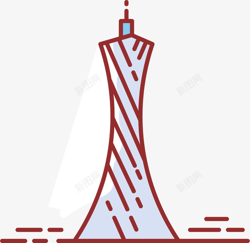 广州塔svg_新图网 https://ixintu.com 广州塔 扁平 多色 可爱