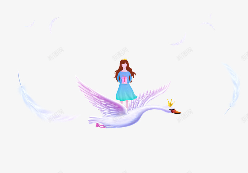 国潮手绘插画白天鹅女孩png免抠素材_新图网 https://ixintu.com 国潮 手绘 插画 白天鹅 女孩