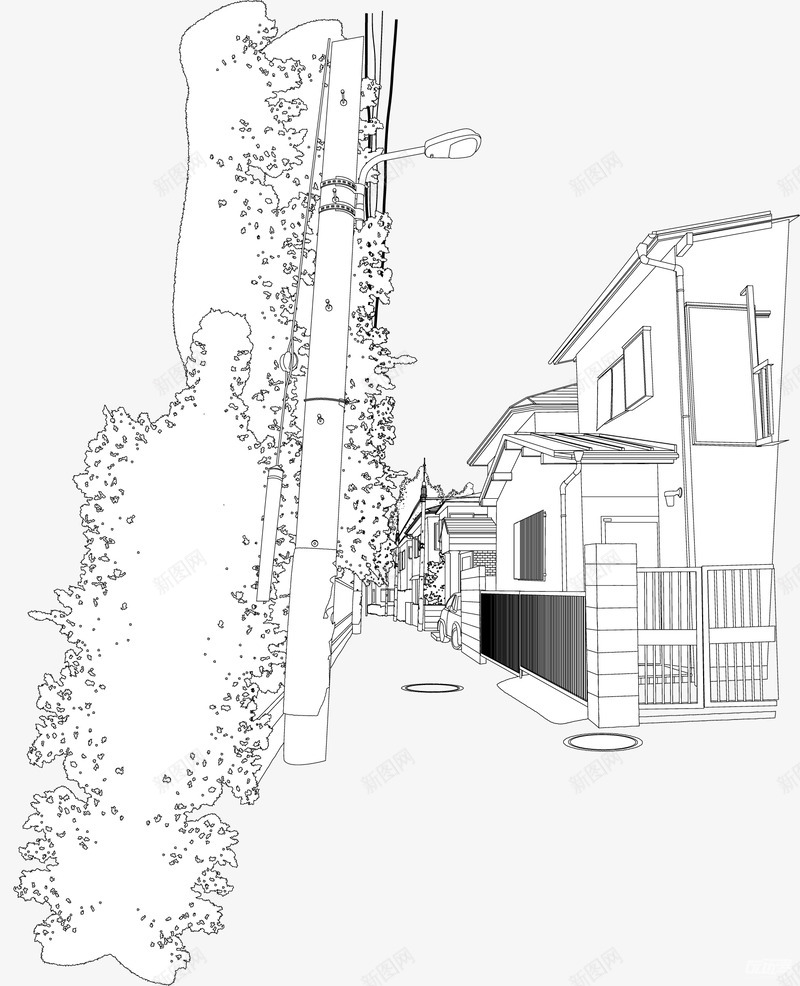 漫画常用线稿住宅街景优动漫动漫创作支援平台png免抠素材_新图网 https://ixintu.com 动漫 漫画 常用 线稿 住宅 街景 创作 支援 平台