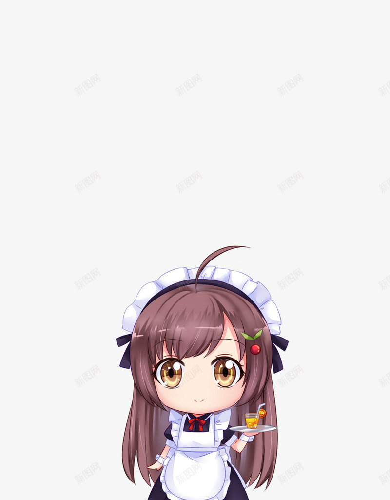 女仆Q版服务果汁png免抠素材_新图网 https://ixintu.com 女仆 服务 果汁