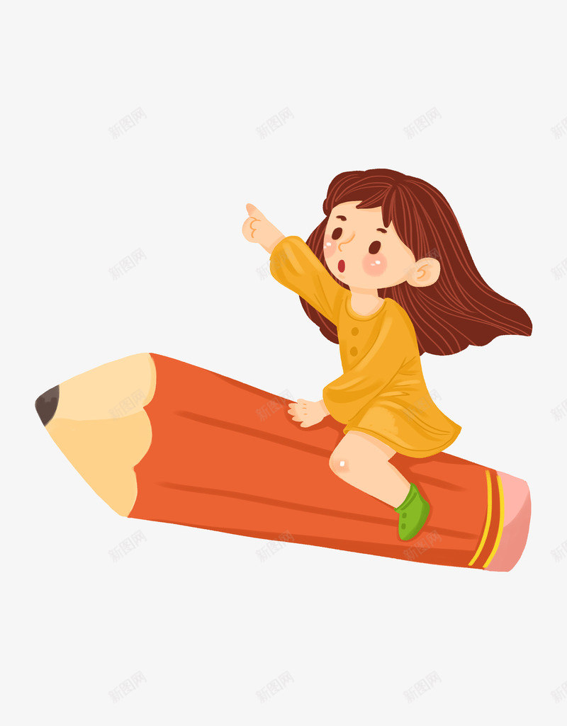 女孩铅笔学生文具png免抠素材_新图网 https://ixintu.com 女孩 铅笔 学生 文具