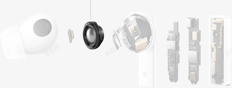 HUAWEIFreeBudsPro无线耳机爆炸图png_新图网 https://ixintu.com 无线耳机 爆炸
