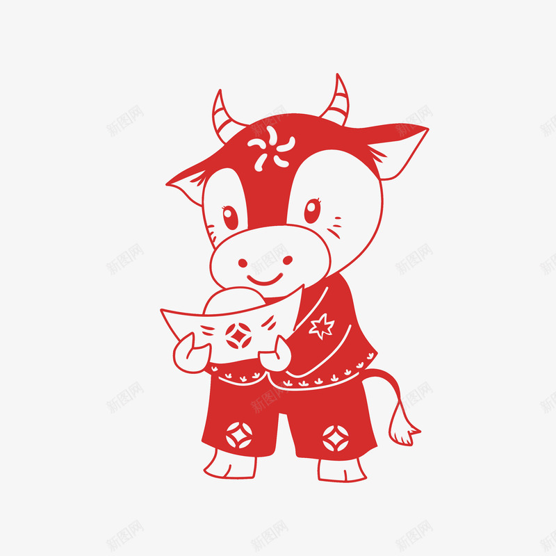 2021年牛年剪纸红色新年春节喜庆插画窗花AI矢量png免抠素材_新图网 https://ixintu.com 牛年 剪纸 红色 新年 年春节 喜庆 插画 窗花 矢量