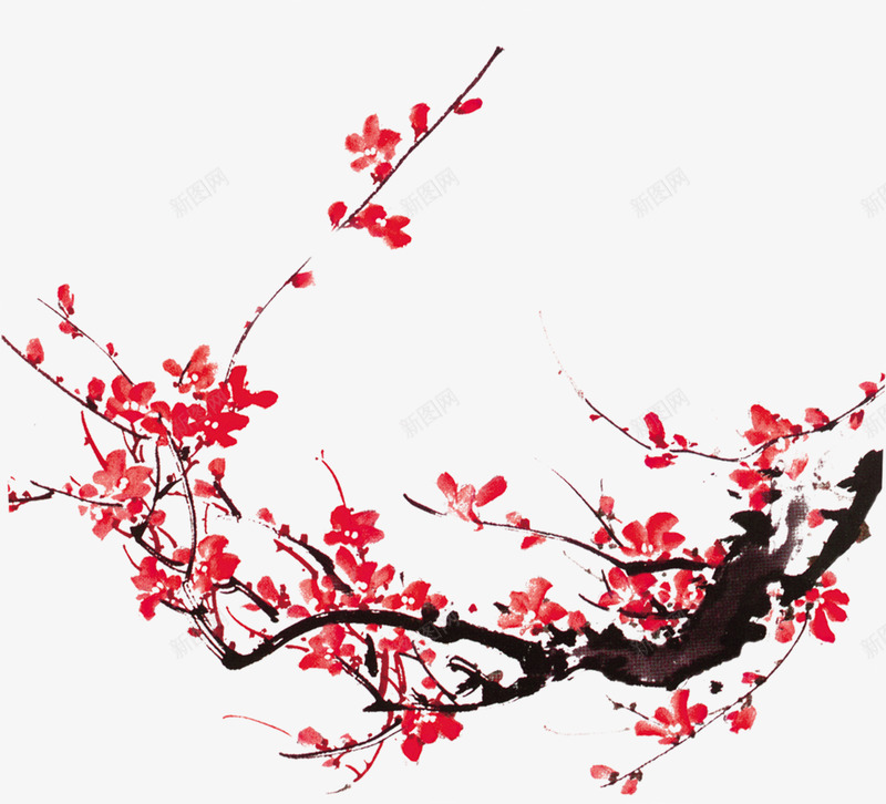 山水画梅花画册png免抠素材_新图网 https://ixintu.com 山水画 梅花 画册