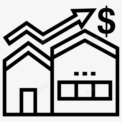 房价增长楼市增长楼价svg_新图网 https://ixintu.com 增长 房价 物业 楼市 楼价 价值 套租 向量 图标