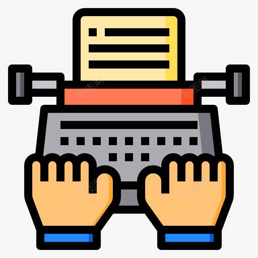 打字机文案65线型彩色svg_新图网 https://ixintu.com 打字机 文案 线型 彩色