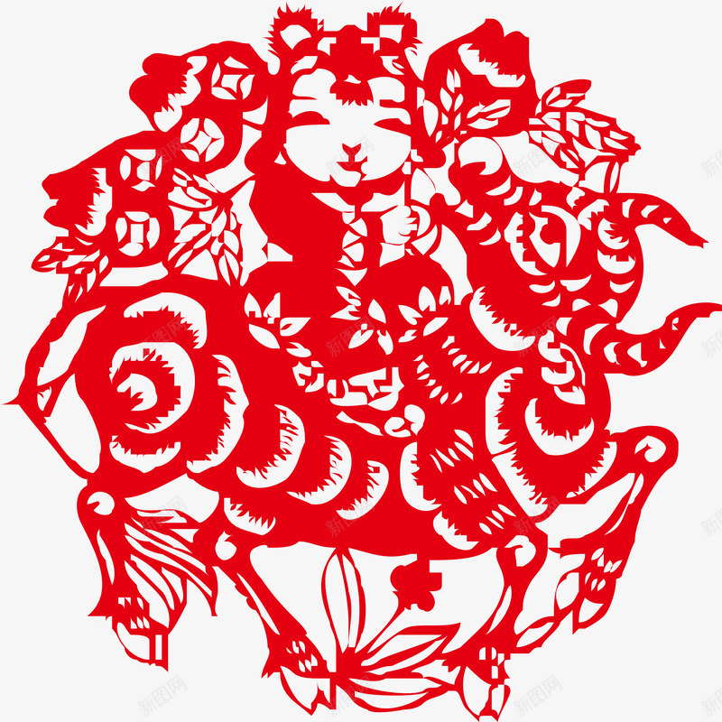 2021年牛年剪纸红色新年春节喜庆插画窗花AI矢量png免抠素材_新图网 https://ixintu.com 牛年 剪纸 红色 新年 年春节 喜庆 插画 窗花 矢量