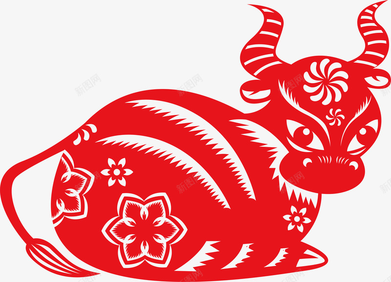 2021年牛年剪纸红色新年春节喜庆插画窗花AI矢量png免抠素材_新图网 https://ixintu.com 牛年 剪纸 红色 新年 年春节 喜庆 插画 窗花 矢量