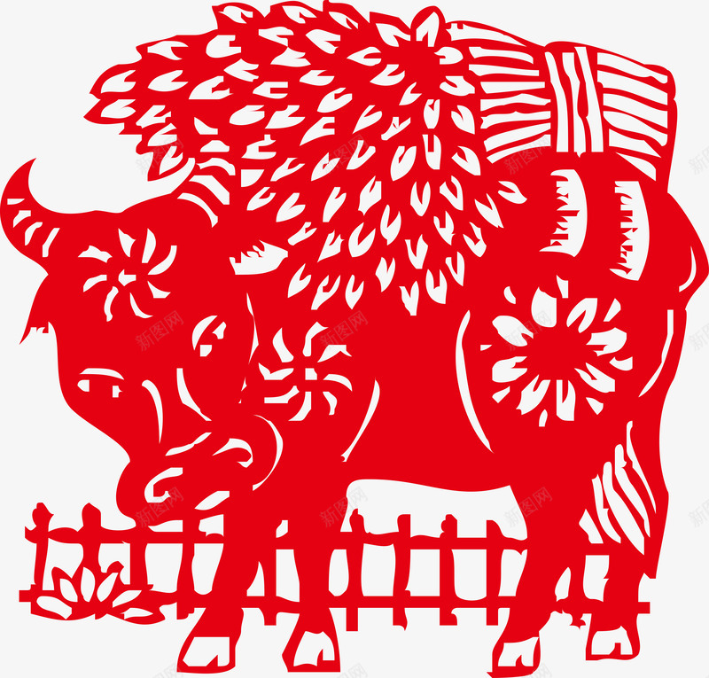 2021年牛年剪纸红色新年春节喜庆插画窗花AI矢量png免抠素材_新图网 https://ixintu.com 牛年 剪纸 红色 新年 年春节 喜庆 插画 窗花 矢量