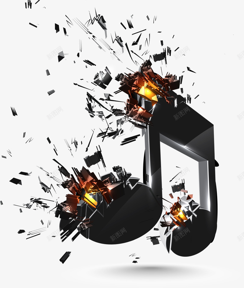 炸裂音符png免抠素材_新图网 https://ixintu.com 炸裂 音符