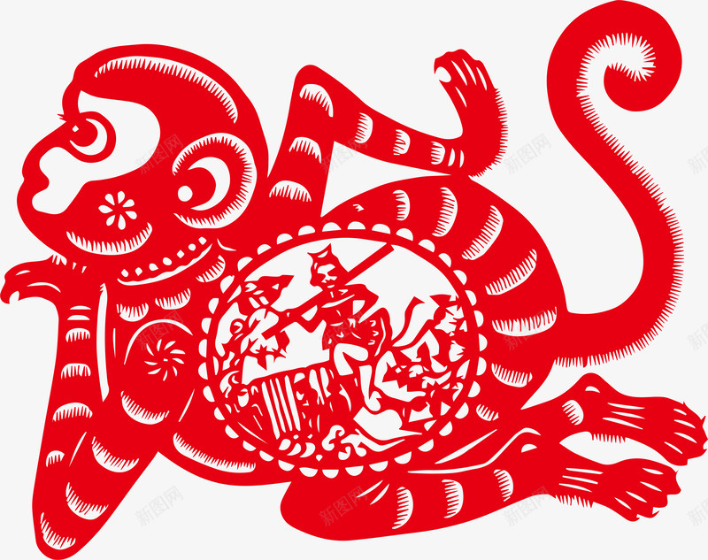 猴年剪纸png免抠素材_新图网 https://ixintu.com 猴年 剪纸