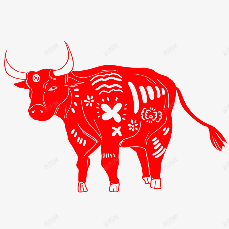2021年牛年剪纸红色新年春节喜庆插画窗花AI矢量png免抠素材_新图网 https://ixintu.com 牛年 剪纸 红色 新年 年春节 喜庆 插画 窗花 矢量