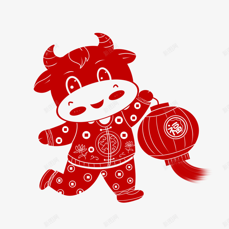 2021年牛年剪纸红色新年春节喜庆插画窗花AI矢量png免抠素材_新图网 https://ixintu.com 牛年 剪纸 红色 新年 年春节 喜庆 插画 窗花 矢量