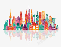 中国城市剪影现代城市亚洲素材