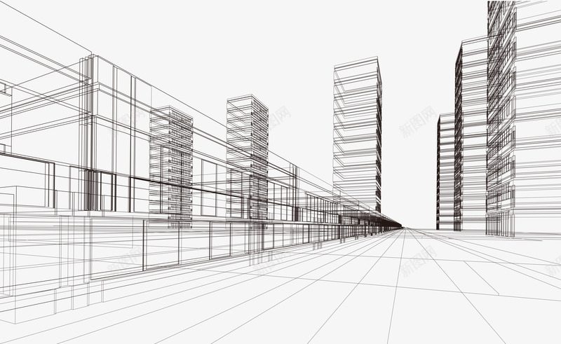线描城市png免抠素材_新图网 https://ixintu.com 线描 城市