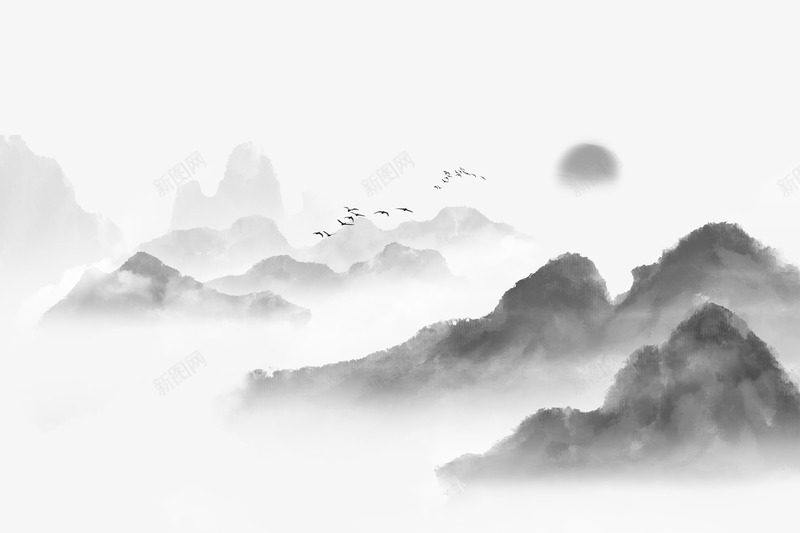 水墨山2png免抠素材_新图网 https://ixintu.com 水墨山