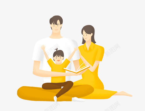 一家三口在一起阅读插图png免抠素材_新图网 https://ixintu.com 一家 三口 在一起 阅读 插图