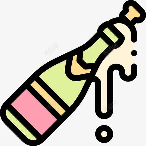 香槟派对和庆祝45线性颜色svg_新图网 https://ixintu.com 香槟 派对 庆祝 线性 颜色