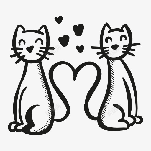 两只猫咪图标png_新图网 https://ixintu.com 两只 猫咪 图标