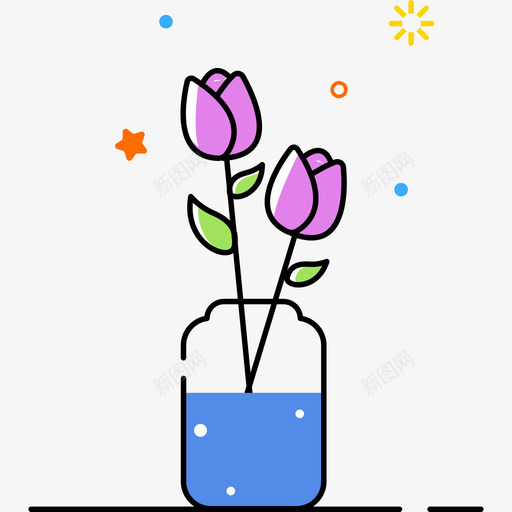 植物icon郁金香svg_新图网 https://ixintu.com 植物 郁金香 线性 多色 可爱