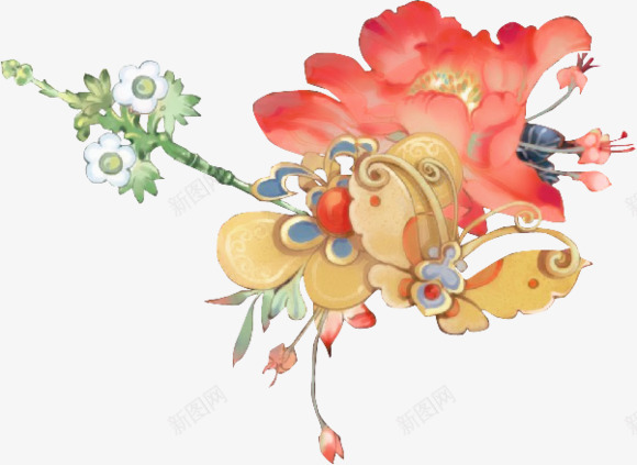 唯美水彩手绘古风插画中国风建筑花卉山水画装饰美化设png免抠素材_新图网 https://ixintu.com 唯美 水彩 手绘 古风 插画 中国 国风 建筑 花卉 山水画 装饰