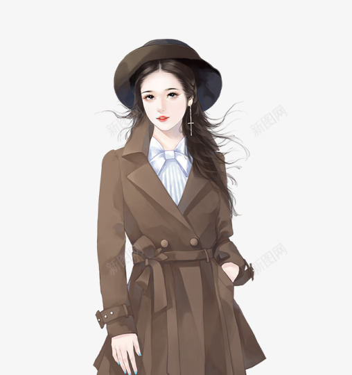 女风衣带帽子5401png免抠素材_新图网 https://ixintu.com 女风 衣带 帽子