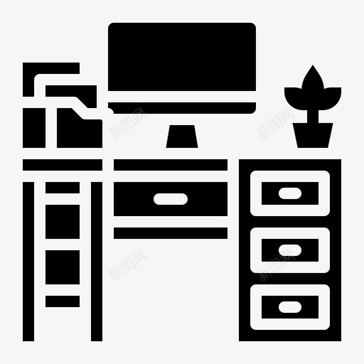 办公空间家庭办公4实心svg_新图网 https://ixintu.com 办公 空间 家庭 实心