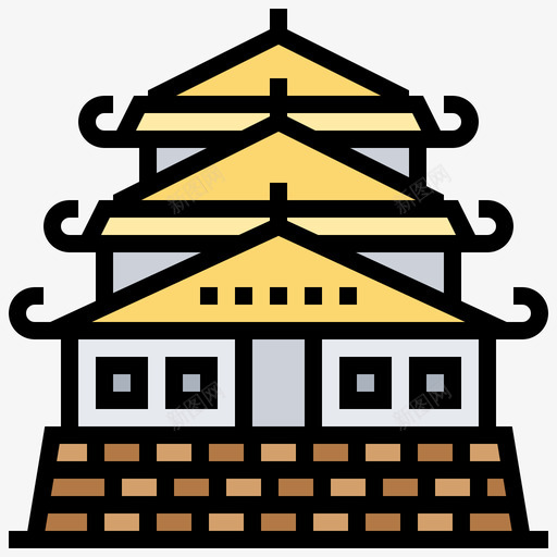 大阪城堡地标55线性颜色svg_新图网 https://ixintu.com 大阪 城堡 地标 线性 颜色