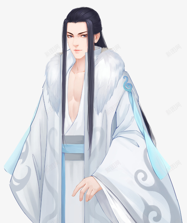 白袍长发男子古风png免抠素材_新图网 https://ixintu.com 白袍 长发 男子 古风