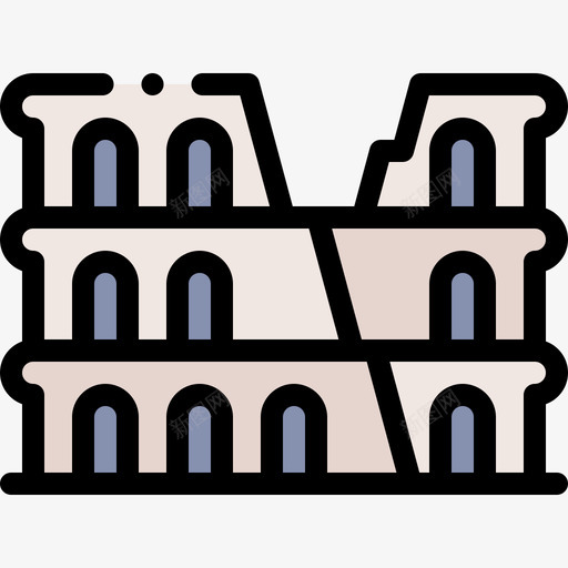 罗马斗兽场欧洲10线性颜色svg_新图网 https://ixintu.com 罗马 斗兽场 欧洲 线性 颜色