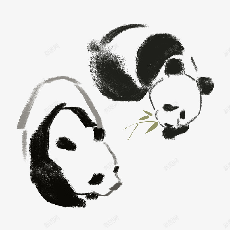 水墨国宝大熊猫插画png免抠素材_新图网 https://ixintu.com 国宝 大熊猫 插画 水墨 水墨画熊猫