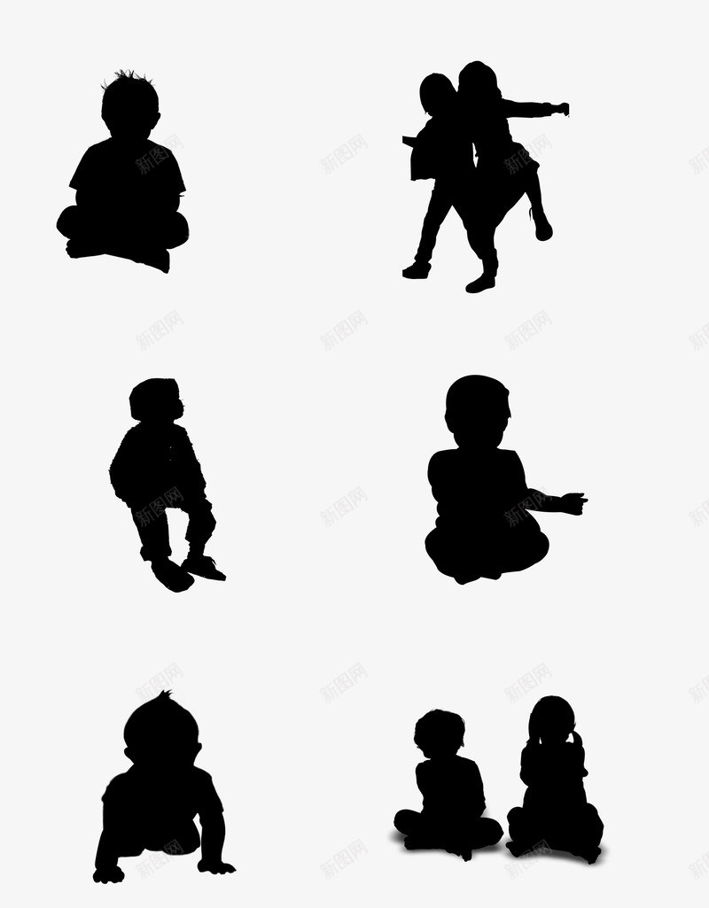小孩剪影图案png免抠素材_新图网 https://ixintu.com 小孩 剪影 图案