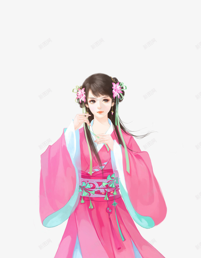 粉衣少女png免抠素材_新图网 https://ixintu.com 粉衣 少女