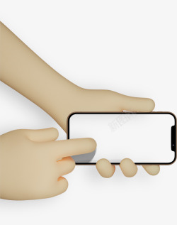 卡通3D立体手持手机UI贴图设计提案样机模板素材