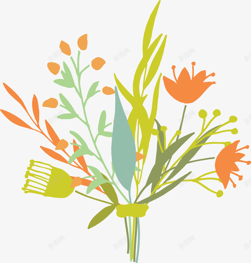 线性花草花卉组合插画4png免抠素材_新图网 https://ixintu.com 线性 花草 花卉 组合 插画