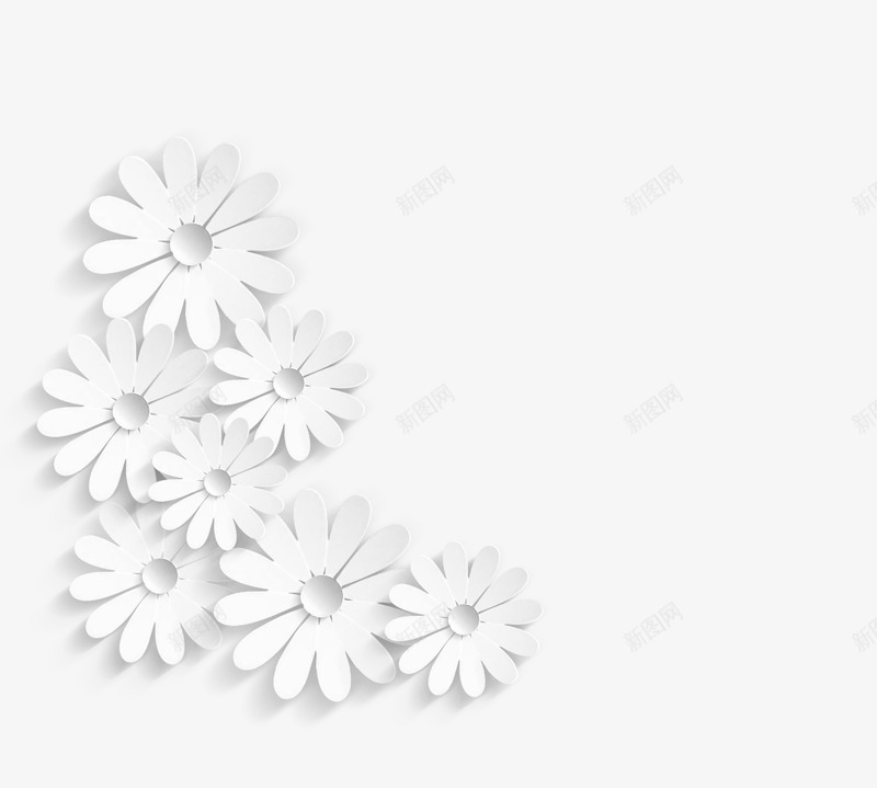 白色剪纸贴花效果png免抠素材_新图网 https://ixintu.com 剪纸 白色 纸花 贴花 立体 效果