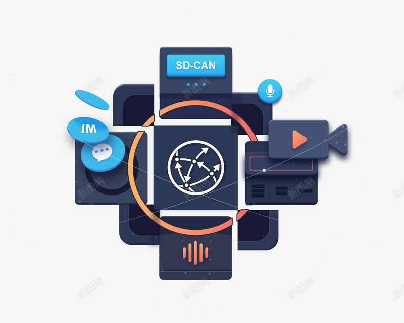 SDCAN融云全球通信网png_新图网 https://ixintu.com 融云 全球 全球通 通信网