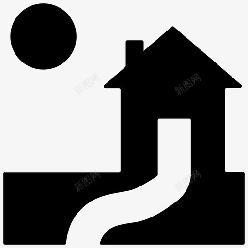 住宅日落日出svg_新图网 https://ixintu.com 住宅 农家乐 日落 日出 乡村 住宅房 房地产 物业 传统