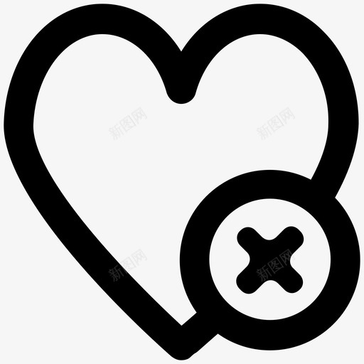 删除心形爱情和浪漫加粗线条图标svg_新图网 https://ixintu.com 删除 心形 爱情 浪漫 加粗 粗线条 图标