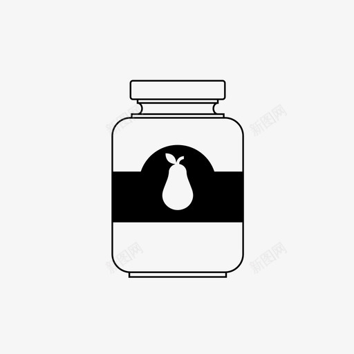 梨酱蜜饯不svg_新图网 https://ixintu.com 梨酱 果酱 蜜饯 黄金 容器 水果 粗体 出售 食品