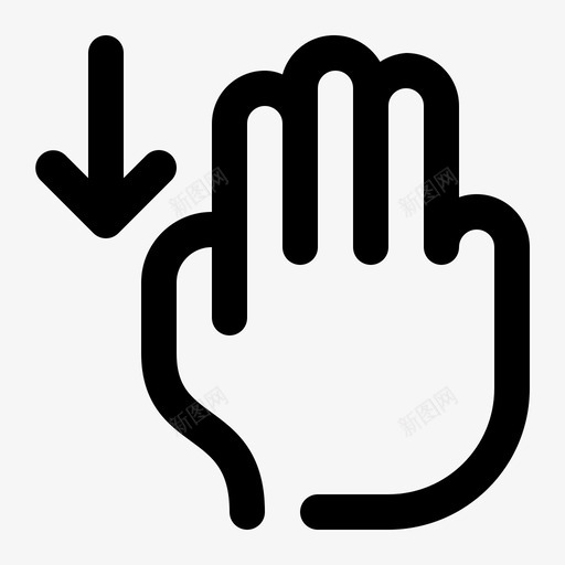 向下滚动箭头滑动svg_新图网 https://ixintu.com 向下 滚动 箭头 滑动 三个 手指 手势