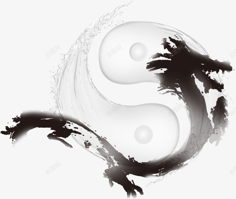 太极龙墨迹png免抠素材_新图网 https://ixintu.com 太极 龙墨迹 墨迹