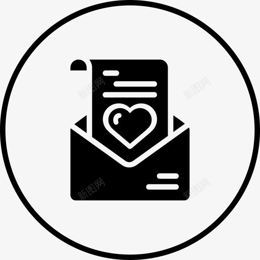 邮件信封心形svg_新图网 https://ixintu.com 情人节 邮件 信封 心形 情书 留言 圆形 实心