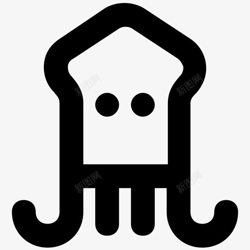 鱿鱼动物鱼svg_新图网 https://ixintu.com 动物 鱿鱼 鱼海 海鲜 自然 材料 平滑 线图 图标
