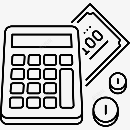 计算器金币svg_新图网 https://ixintu.com 计算器 金币 线性 精美 方正