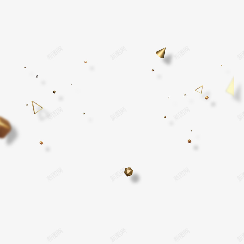 金色c4d漂浮物png免抠素材_新图网 https://ixintu.com 金色 矢量 小物件 多棱体 圆锥 小球 三角形 几何图形 漂浮物