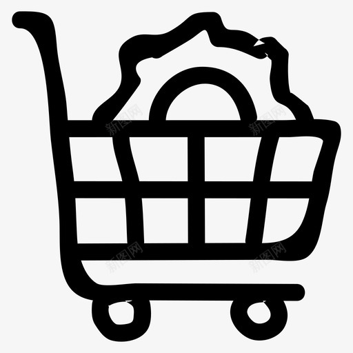 购物车cog电子商务svg_新图网 https://ixintu.com 购物车 电子商务 选项 设置 搜索引擎 优化 营销 手绘