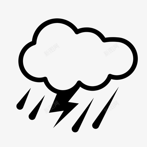 雷雨闪电雨svg_新图网 https://ixintu.com 天气 雷雨 闪电 雨天 天空 风暴 云天 提醒 图标